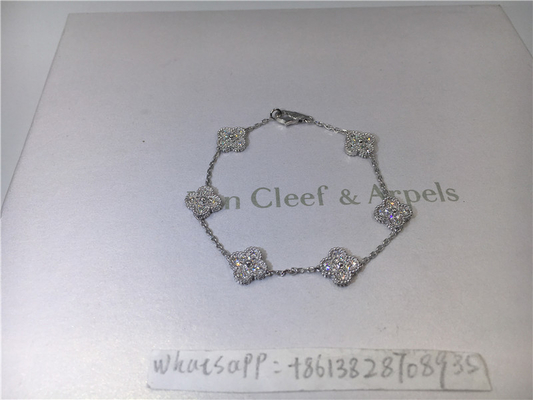 Full Diamond Luxury Diamond Jewelry Sweet Alhambra Bracelet 6 Motifs White Gold