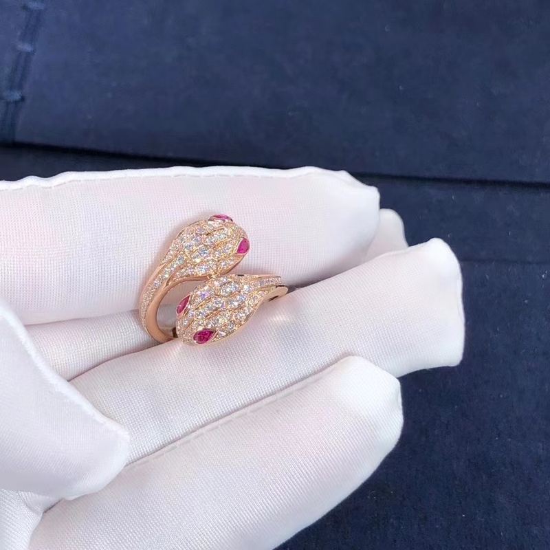BVLGARI Serpenti Seduttori Ring 18k Gold And Real Diamonds Rose Gold