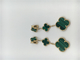 Van Cleef  Arpels 18K Gold Jewelry Women's Flower Shape Green Earrings