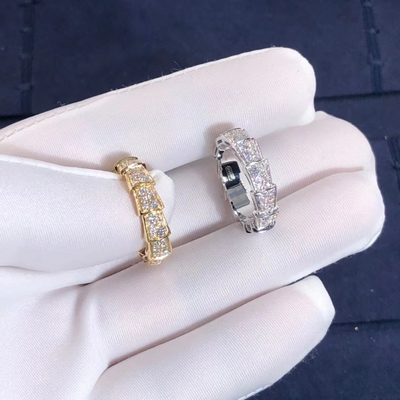 Pabrik Membuat BVLGARI Serpenti Viper Ring Emas 18k Dan Berlian Asli Rose Gold