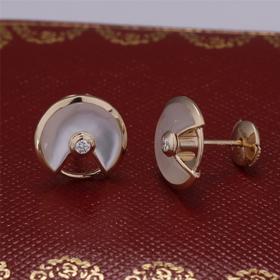 Xs Model Yellow Gold Amulette De Earrings Stud Dengan White Mother Of Pearl