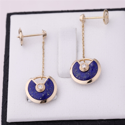 Xs Model Yellow Gold Amulette De Cartier Earrings Lapis Lazuli