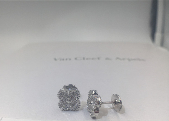 Van Cleef Arpels Sweet Alhambra Earstuds Berlian Bulat Emas Putih 18K