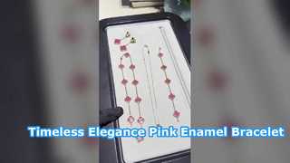 Gelang Vintage Alhambra 5 Motif Enamel Pink