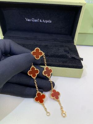 Women Van Cleef And Arpels Alhambra Bracelet 5 Motifs Yellow Gold Malachite VCARL80900