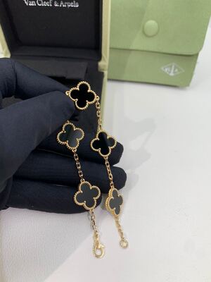 Women Van Cleef And Arpels Alhambra Bracelet 5 Motifs Yellow Gold Malachite VCARL80900