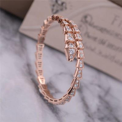 kualitas  Luxury Closet Rose Gold Bracelet Serpenti Viper one-coil full diamond Snake Bangle 353792 pabrik