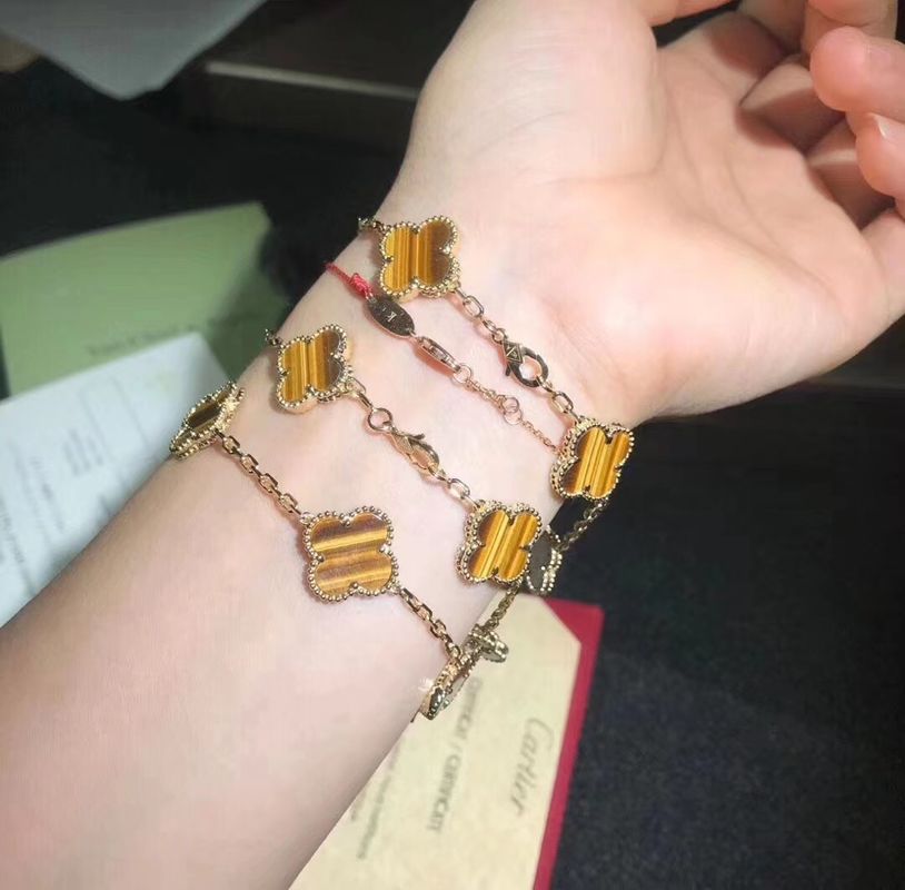 Kualitas Emas 18K Dan Berlian Asli Van Cleef Dan Arpels 5 Motif Gelang Alhambra Vintage pabrik