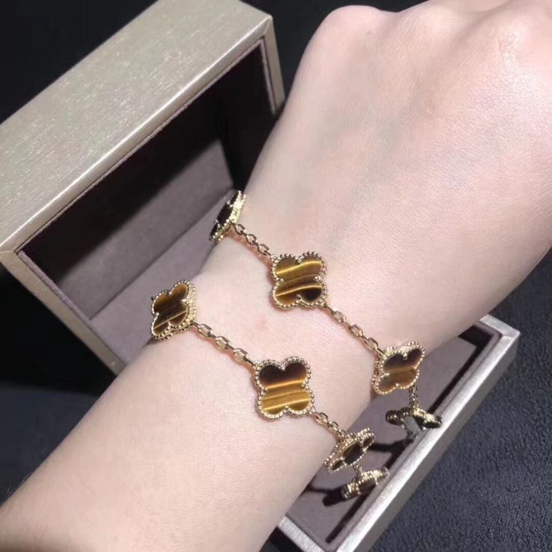 Kualitas Emas 18K Dan Berlian Asli Van Cleef Dan Arpels 5 Motif Gelang Alhambra Vintage pabrik