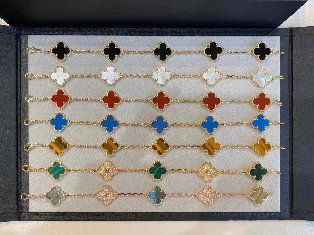 Kualitas Emas 18K Dan Berlian Asli Van Cleef Dan Arpels 5 Motif Gelang Alhambra Vintage pabrik