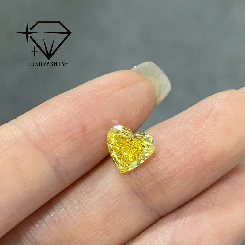 Kualitas LuxuryShine VS1 Berlian Buatan Laboratorium Kuning Mewah Bentuk Hati 1CT 2CT 3CT 4CT 5CT Berlian Asli Dengan Sertifikat IGI pabrik