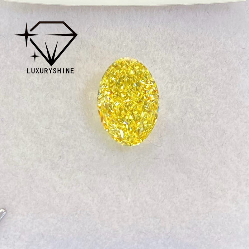Kualitas LuxuryShine VVS-VS Fancy Yellow/Light Yellow/Fancy Intense/Vivid Yellow Lab Grown Diamond 1CT 2CT 3CT 4CT 5CT Oval Excellent Cut dengan Sertifikat & Perhiasan yang Disesuaikan pabrik