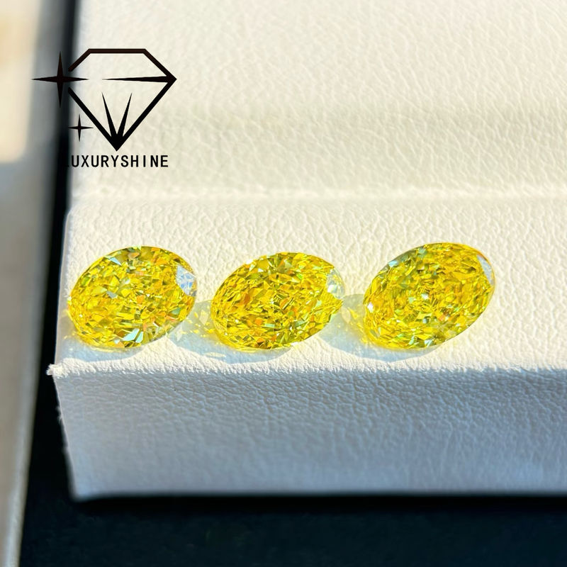 Kualitas LuxuryShine VVS-VS Fancy Yellow/Light Yellow/Fancy Intense/Vivid Yellow Lab Grown Diamond 1CT 2CT 3CT 4CT 5CT Oval Excellent Cut dengan Sertifikat & Perhiasan yang Disesuaikan pabrik