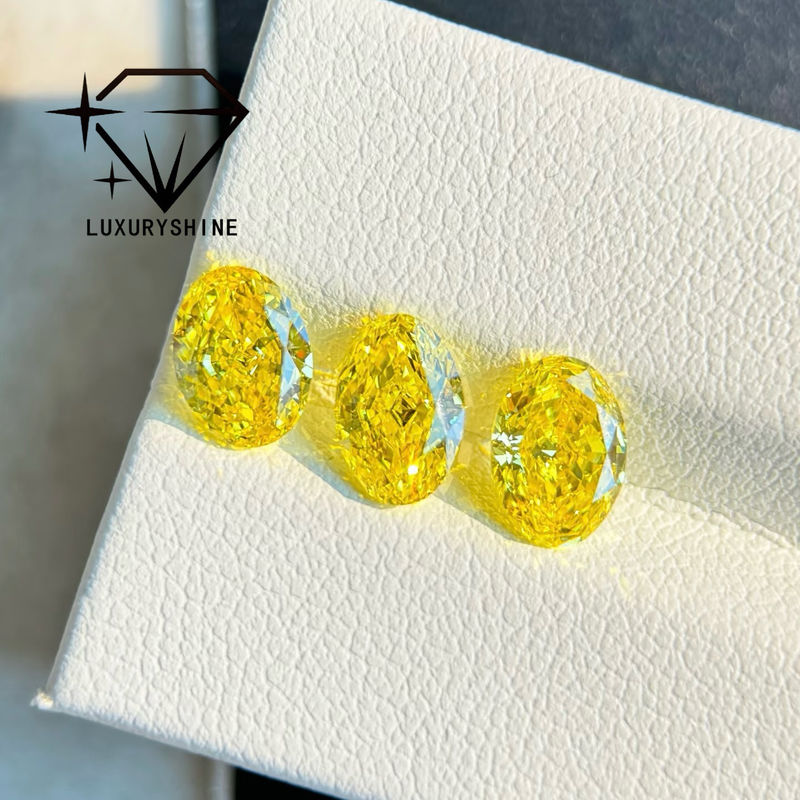 Kualitas LuxuryShine VVS-VS Fancy Yellow/Light Yellow/Fancy Intense/Vivid Yellow Lab Grown Diamond 1CT 2CT 3CT 4CT 5CT Oval Excellent Cut dengan Sertifikat & Perhiasan yang Disesuaikan pabrik