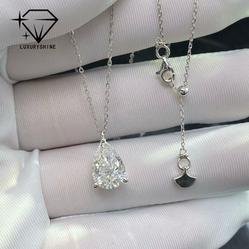 Kualitas Kalung Berlian Pir Buatan Lab Emas 18K Kejernihan VVS-VS pabrik