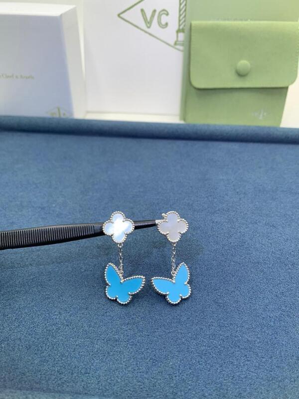 Kualitas VCARP2R200 Magic Alhambra Earrings 2 Motif Berlian Mawar Emas 18K pabrik