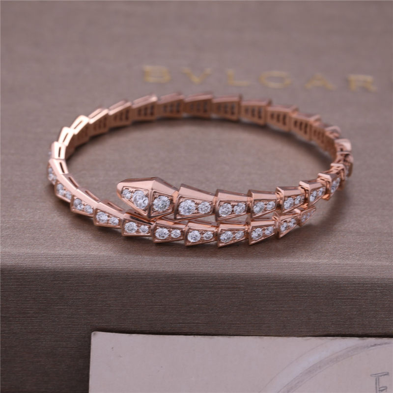 Kualitas Lemari Mewah Gelang Emas Mawar Serpenti Viper satu kumparan berlian penuh Gelang Ular 353792 pabrik