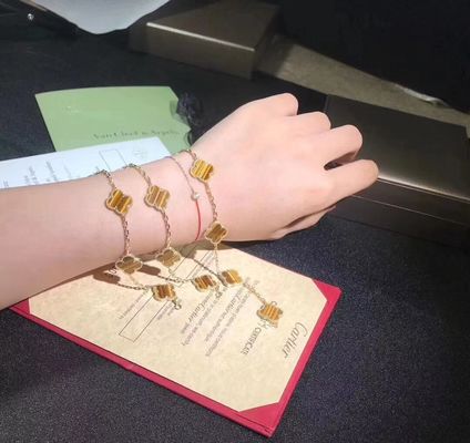 Kualitas Emas 18K Dan Berlian Asli Van Cleef Dan Arpels 5 Motif Gelang Alhambra Vintage pabrik