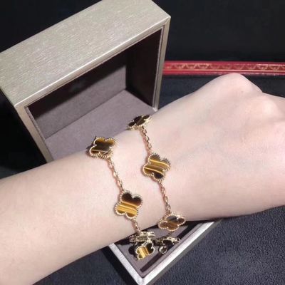 Kualitas Emas 18K Dan Berlian Asli Van Cleef Dan Arpels 5 Motif Gelang Alhambra Vintage pabrik