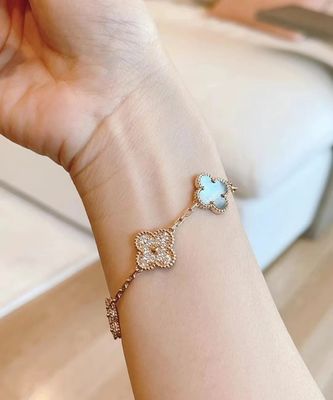 Kualitas Emas 18K Dan Berlian Asli Van Cleef Dan Arpels 5 Motif Gelang Alhambra Vintage pabrik