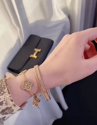 Kualitas Emas 18K Dan Berlian Asli Van Cleef Dan Arpels 5 Motif Gelang Alhambra Vintage pabrik