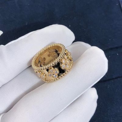 Kualitas Model Sedang VCA Van Cleef Perlee Clover Ring 18k Gold Mendukung Kustomisasi Pribadi pabrik