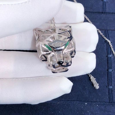 18K White Gold Car Tier Panthere Necklace Onyx VS Diamonds Disesuaikan