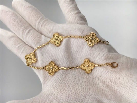 Kualitas Gelang Emas 18K Bentuk Bunga 5 Motif VCARO1IE00 Untuk Pacar / Istri pabrik