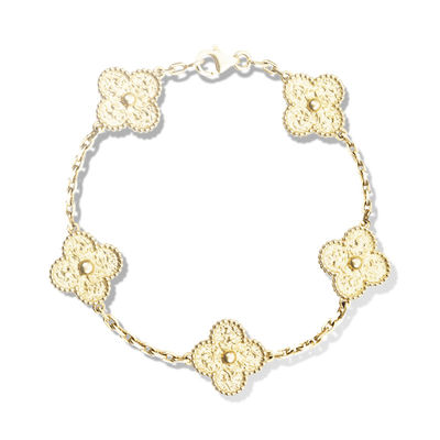 Kualitas Gelang Emas 18K Bentuk Bunga 5 Motif VCARO1IE00 Untuk Pacar / Istri pabrik