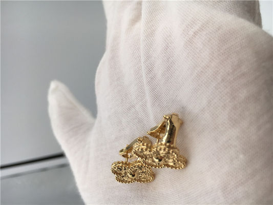 Kualitas Van Cleef Vintage Alhambra Earrings, 18K Kuning Emas Van Cleef Mini Alhambra Earrings pabrik
