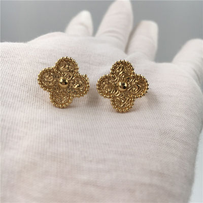 Kualitas Van Cleef Vintage Alhambra Earrings, 18K Kuning Emas Van Cleef Mini Alhambra Earrings pabrik