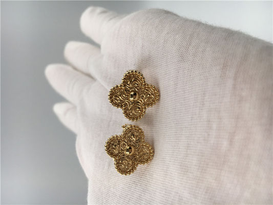 Kualitas Van Cleef Vintage Alhambra Earrings, 18K Kuning Emas Van Cleef Mini Alhambra Earrings pabrik