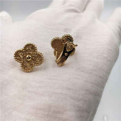 Kualitas Van Cleef Vintage Alhambra Earrings, 18K Kuning Emas Van Cleef Mini Alhambra Earrings pabrik