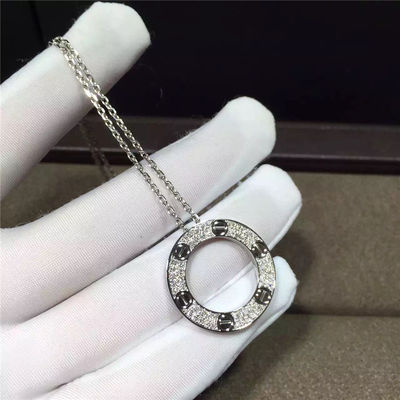 Kualitas Kalung Cinta Emas Putih 18K, Kalung Emas Putih 18k Berlapis Berlian Asli pabrik