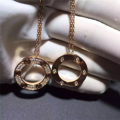 Kualitas Kalung Cinta Emas Kuning 18K, Kalung Berlian Paving B7058400 pabrik