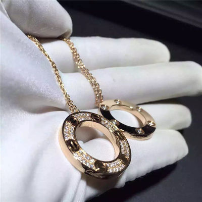 Kualitas Kalung Cinta Emas Kuning 18K, Kalung Berlian Paving B7058400 pabrik