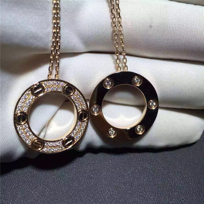 Kualitas Kalung Cinta Emas Kuning 18K, Kalung Berlian Paving B7058400 pabrik