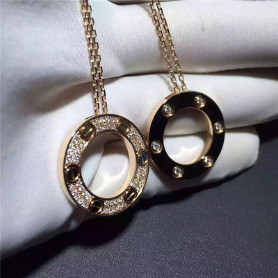 Kualitas Kalung Cinta Emas Kuning 18K, Kalung Berlian Paving B7058400 pabrik