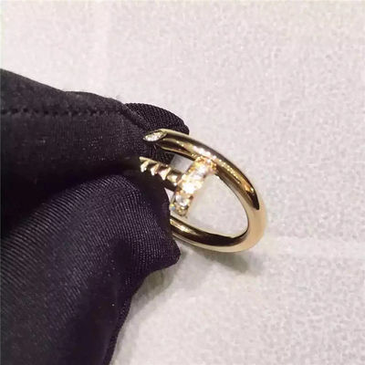 Kualitas Cincin Kuku Emas Kuning 18K Tanpa Batu Permata, Cincin Emas Sederhana Dengan Berlian pabrik