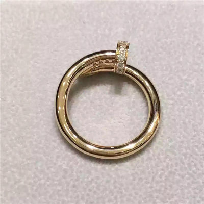 Kualitas Cincin Kuku Emas Kuning 18K Tanpa Batu Permata, Cincin Emas Sederhana Dengan Berlian pabrik
