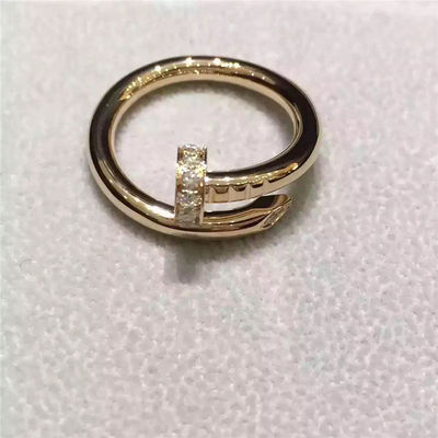 Kualitas Cincin Kuku Emas Kuning 18K Tanpa Batu Permata, Cincin Emas Sederhana Dengan Berlian pabrik