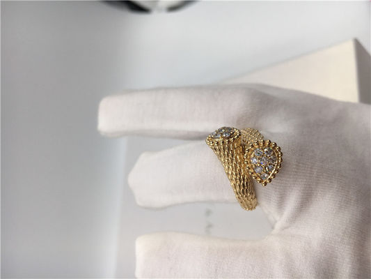 Kualitas Cincin Berlian Kecil 0,66 Karat, Cincin Pertunangan Emas Kuning 18K Wanita pabrik
