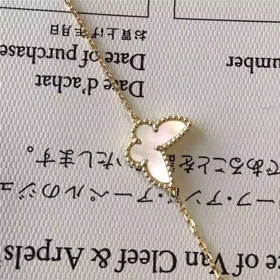 Kualitas White Mother Of Pearl Gelang Emas 18K Gelang Kupu-kupu Alhambra Manis pabrik