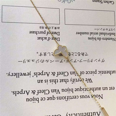Kualitas White Mother Of Pearl Gelang Emas 18K Gelang Kupu-kupu Alhambra Manis pabrik