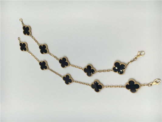 Kualitas Gelang Bunga Van Cleef Vintage Dengan 5 Motif Onyx, Gelang Pesona Emas 18k pabrik