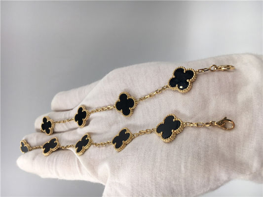 Kualitas Gelang Bunga Van Cleef Vintage Dengan 5 Motif Onyx, Gelang Pesona Emas 18k pabrik