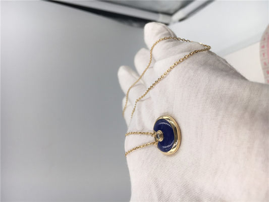 Kualitas Biru Tua Lapis Lazuli Perhiasan Emas Mewah 18K Rantai Emas Asli Dengan Liontin pabrik
