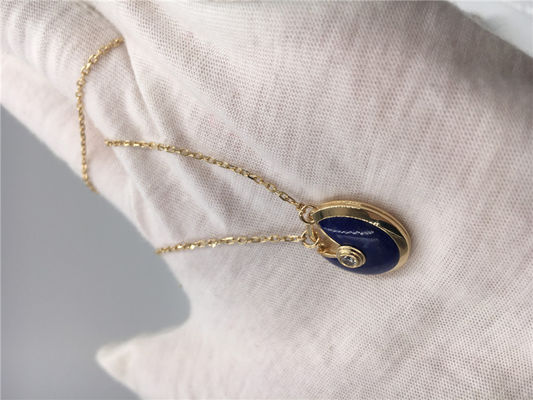 Kualitas Biru Tua Lapis Lazuli Perhiasan Emas Mewah 18K Rantai Emas Asli Dengan Liontin pabrik