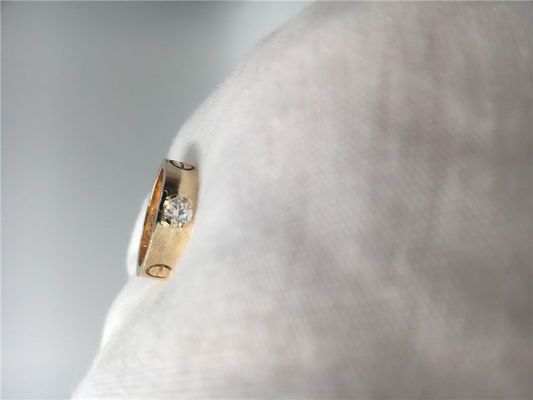 Kualitas Brilliant - Cut Diamond Love Solitaire Ring 18K Kuning Emas N4250100 pabrik