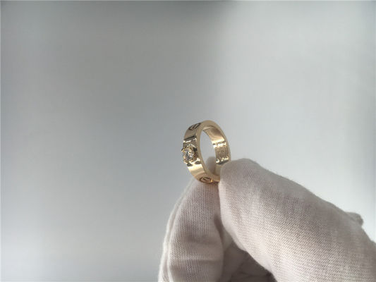 Kualitas Brilliant - Cut Diamond Love Solitaire Ring 18K Kuning Emas N4250100 pabrik